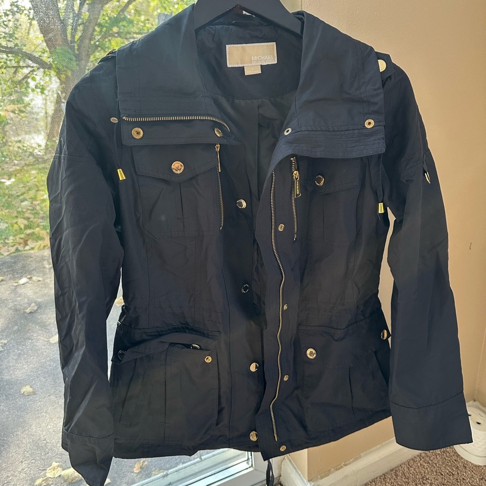 Michael Kors Black Utility Jacket with Gold Details